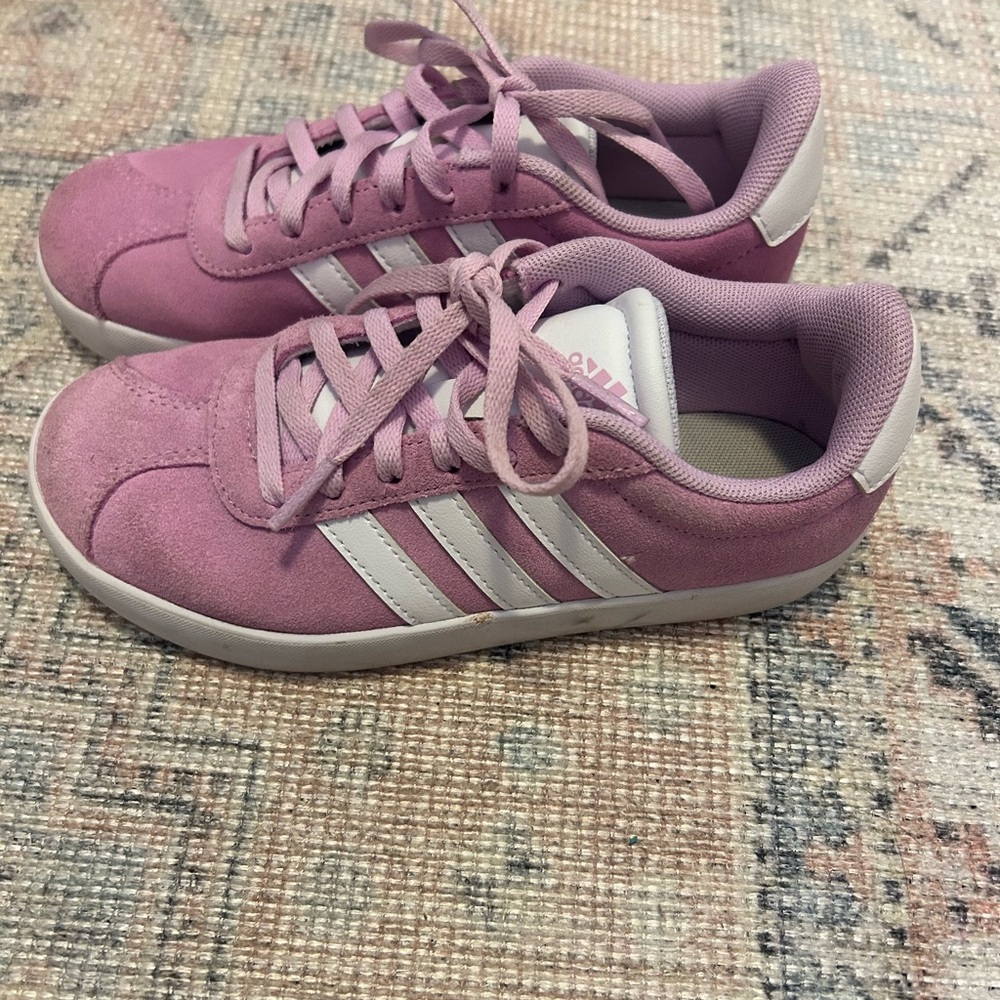Adidas Lavender Sneakers with White Accents - girls size 1 minimal wear